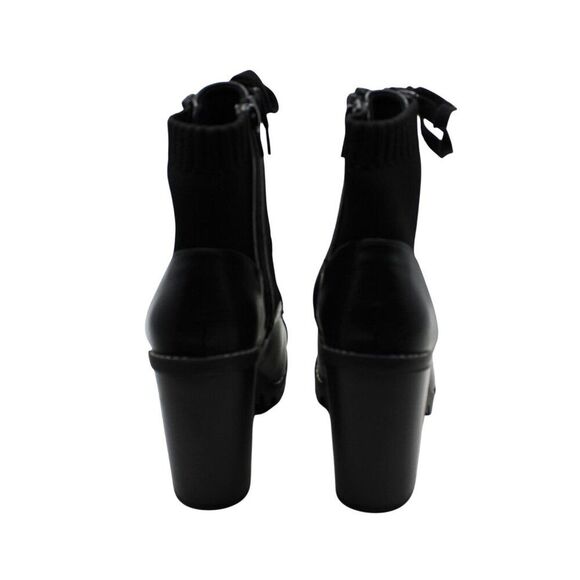 BCBGENERATION Womens Black Stretch Cushioned Lug Sole Lace Pilas Cap Booties - Picture 3 of 9